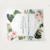 Palm Blätter Hibiskus Tropische Hochzeit Hintergru Wandteppich (Vorderseite (Horizontal))