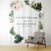 Palm Blätter Hibiskus Tropische Hochzeit Hintergru Wandteppich (Beispiel)