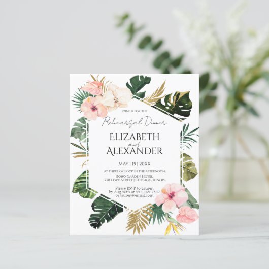 Palm Blätter Hibiskus Tropische Probe Abendessen (Stehend Vorderseite)