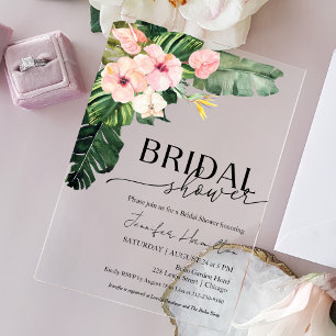 Palm Blätter Hibiskus Tropisches Brautparty Acryleinladungen