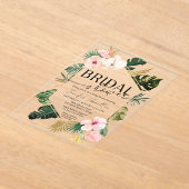 Palm Blätter Hibiskus Tropisches Brautparty Acryleinladungen (Ablage )