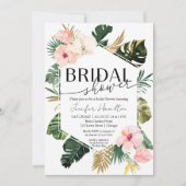 Palm Blätter Hibiskus Tropisches Brautparty Einladung (Vorderseite)