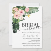 Palm Blätter Hibiskus Tropisches Brautparty Einladung (Vorderseite)