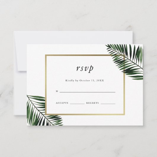 Palm Blätter Hochzeit Rsvp Karte (Vorderseite)