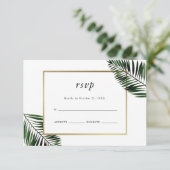 Palm Blätter Hochzeit Rsvp Karte (Stehend Vorderseite)
