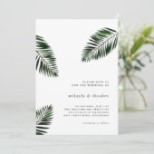 Palm Blätter Hochzeitsfeier Einladung (Stehend Vorderseite)