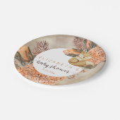 Palm Blätter Hydrangea Blooms Fox Girl Baby Dusche Pappteller (Schrägansicht)