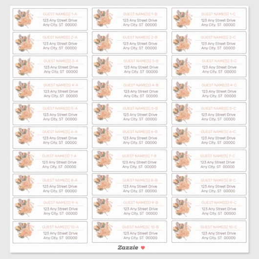 Palm-Blätter | Hydrangea Blooms Guest Address List Aufkleber (Blatt)