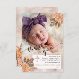 Palm Blätter Hydrangea Girl Foto Taufe Vielen Dank Dankeskarte