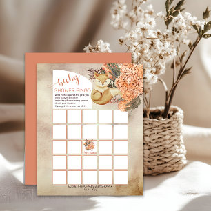 Palm-Blätter Hydrangeas Fox Babydusche Bingokarte