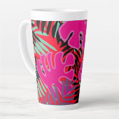 Palm Blätter in rosa Schwarz und Rot Latte Tasse (Linke Ecke)