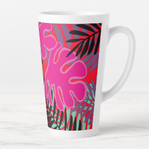 Palm Blätter in rosa Schwarz und Rot Latte Tasse