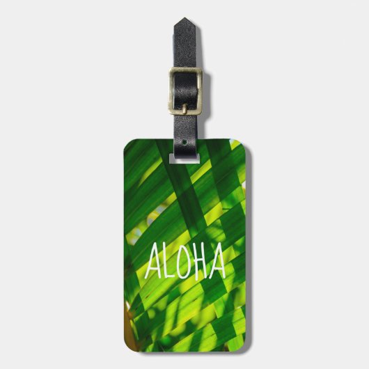 Palm Blätter Kariert, Kapaa, Kauai, Hawaii - Aloha Gepäckanhänger (Vorderseite vertikal)