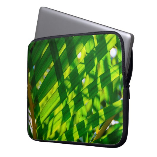 Palm Blätter Kariert, Kapaa, Kauai, Hawaii Wetsuit Laptopschutzhülle (Vorderseite Links)