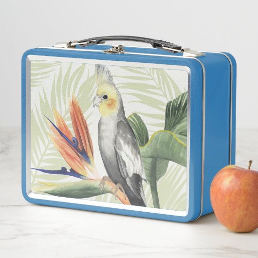 Palm Blätter mit Black Bird Metall Lunch Box (Beispiel)