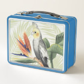 Palm Blätter mit Black Bird Metall Lunch Box (Vorderseite)