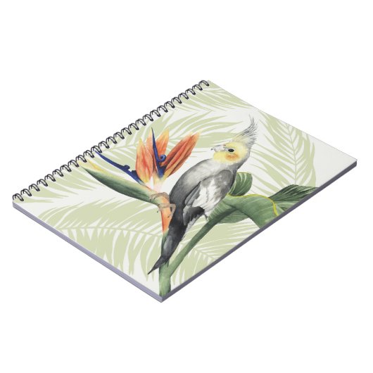 Palm Blätter mit Black Bird Notizblock (Linke Seite)