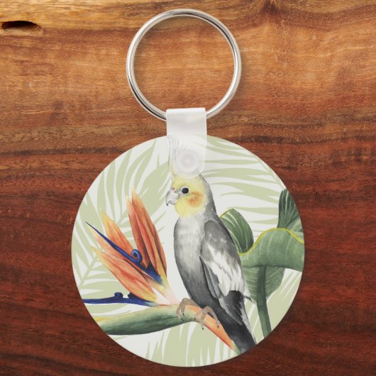 Palm Blätter mit Black Bird Schlüsselanhänger (Vorderseite)