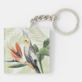 Palm Blätter mit Black Bird Schlüsselanhänger (Rückseite)