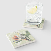 Palm Blätter mit Black Bird Steinuntersetzer (Seitenansicht)