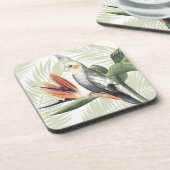 Palm Blätter mit Black Bird Untersetzer (Linke Seite)