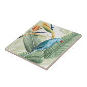 Palm-Blätter mit Blauem Vogel Fliese (Seite)