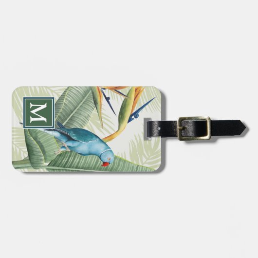 Palm-Blätter mit Blauem Vogel Gepäckanhänger (Vorderseite horizontal)