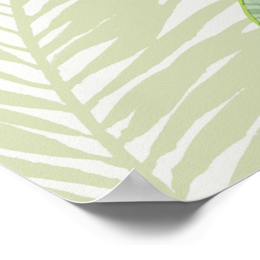 Palm-Blätter mit Blauem Vogel Poster (Ecke)