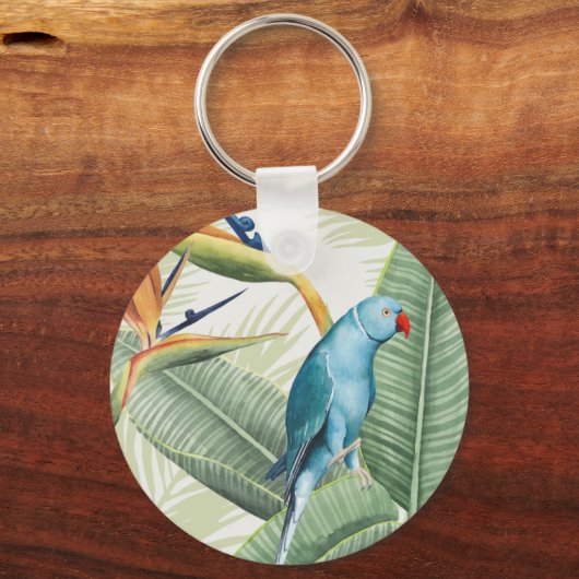 Palm-Blätter mit Blauem Vogel Schlüsselanhänger (Vorderseite)