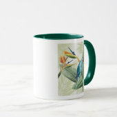 Palm-Blätter mit Blauem Vogel Tasse (VorderseiteRechts)