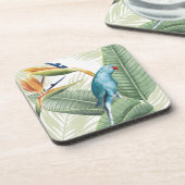 Palm-Blätter mit Blauem Vogel Untersetzer (Linke Seite)