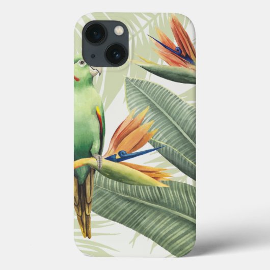 Palm-Blätter mit grünem Vogel Case-Mate iPhone Hülle (Rückseite)