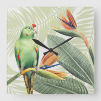 Palm-Blätter mit grünem Vogel