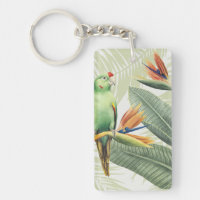 Palm-Blätter mit grünem Vogel