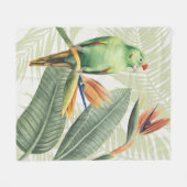 Palm-Blätter mit grünen Vögeln Fleecedecke (Vorderseite (Horizontal))