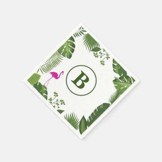 Palm Blätter Mit Monogramm Paper Napkins Serviette (Ecke)
