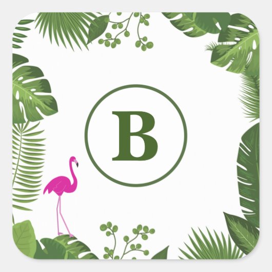 Palm Blätter Mit Monogramm Sticker (Vorderseite)