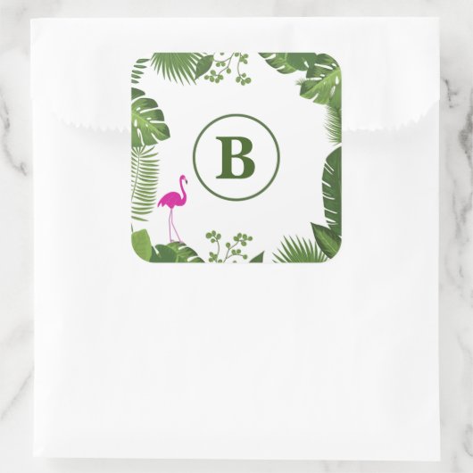 Palm Blätter Mit Monogramm Sticker (Tasche)