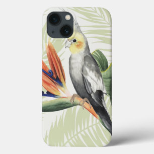 Palm-Blätter mit schwarzem Vogel iPhone 13 Hülle