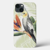 Palm-Blätter mit schwarzem Vogel