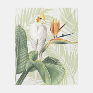 Palm-Blätter mit weißem Vogel Fleecedecke