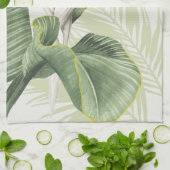 Palm-Blätter mit weißem Vogel Geschirrtuch (Gefaltet)