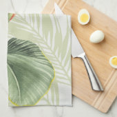 Palm-Blätter mit weißem Vogel Geschirrtuch (Viertel Falte)