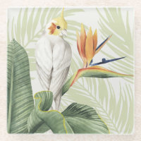 Palm-Blätter mit weißem Vogel