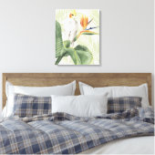 Palm-Blätter mit weißem Vogel Leinwanddruck (Insitu (Schlafzimmer))