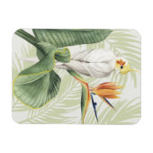 Palm-Blätter mit weißem Vogel Magnet (Horizontal)