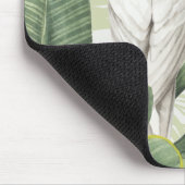 Palm-Blätter mit weißem Vogel Mousepad (Ecke)