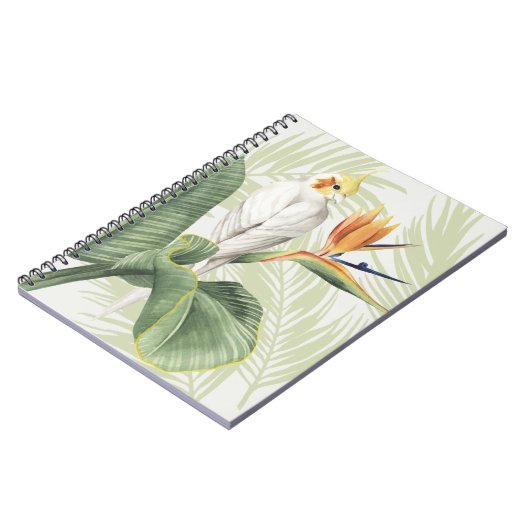 Palm-Blätter mit weißem Vogel Notizblock (Linke Seite)