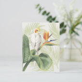 Palm-Blätter mit weißem Vogel Postkarte (Stehend Vorderseite)