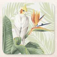 Palm-Blätter mit weißem Vogel